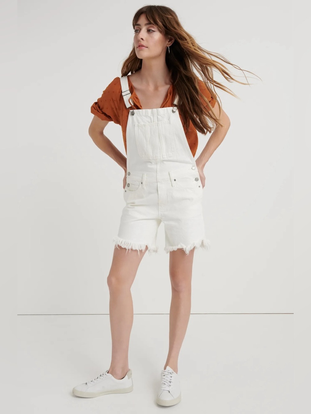 Lucky Brand White Denim Short Overalls - Women